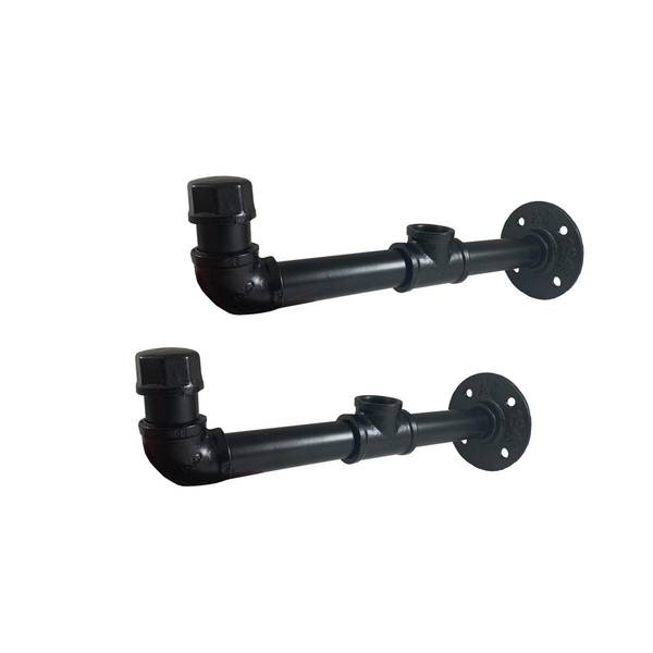 Photo of 10"X3.14"X4" Industrial Pipe Shelf Bracket- Black