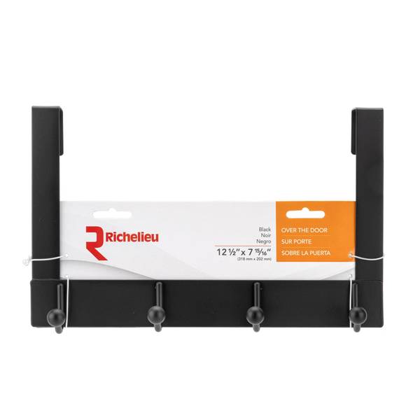 Photo of Utility Over-the-Door 4 Hook Rack With Ball Ends-Matte Black