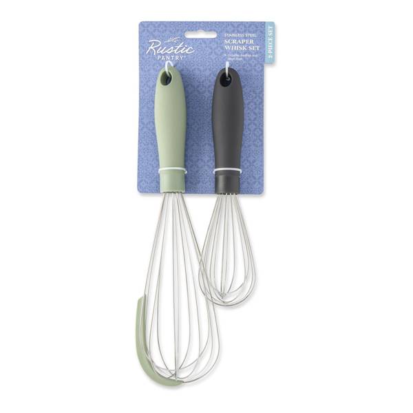 Rustic Pantry 2-Piece Stainless Steel Scraper Whisk Set