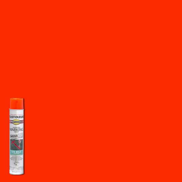 Photo of 26 oz Professional Fluorescent Red-Orange Inverted Marking Mega Spray Paint