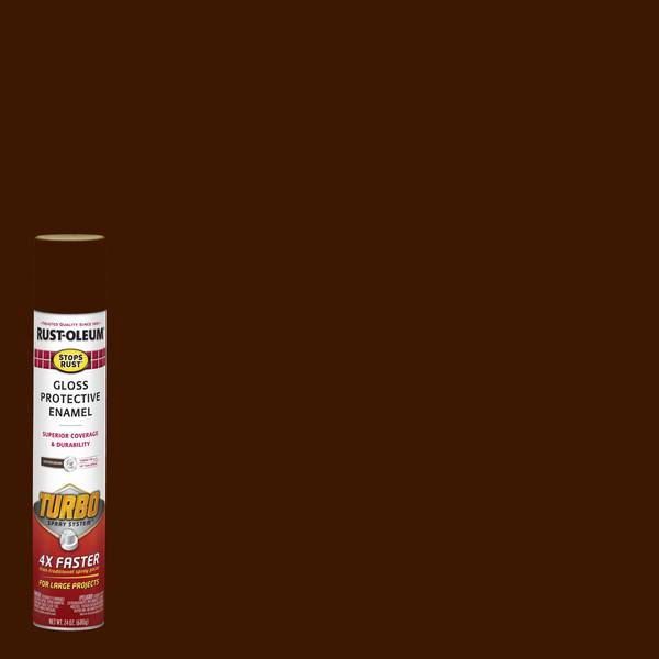 Photo of 24 oz Stops Rust Protective Enamel Gloss Leather Brown Turbo Spray