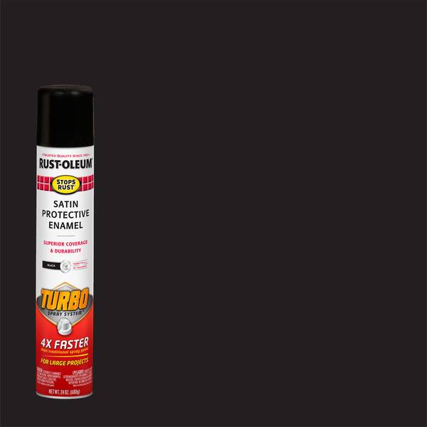 Photo of 24 oz Stops Rust Protective Enamel Satin Black Turbo Spray