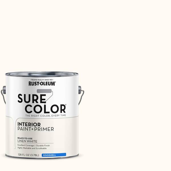 Photo of 1 gal Sure Color Interior Eggshell Linen White Paint