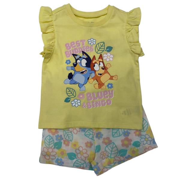 Photo of Girl's Bluey Flutter Sleeve Tee and Printed Short Set