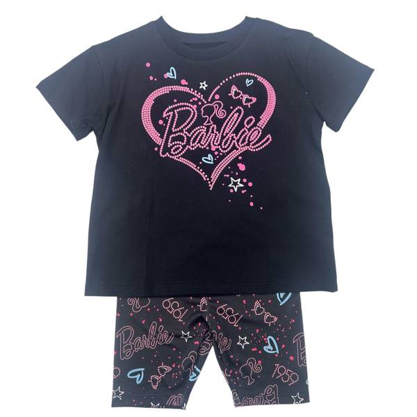 Photo of Girl's Barbie Graphic Tee and Printed Bike Short Set
