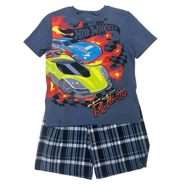 Photo of Boy's Hot Wheels Graphic Tee and Plaid Short Set