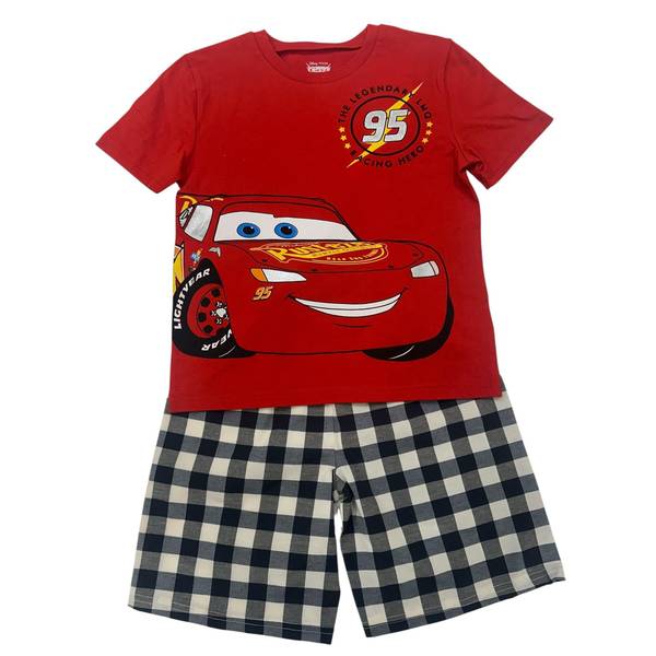 Photo of Boy's Cars Lightning McQueen Tee and Plaid Short Set