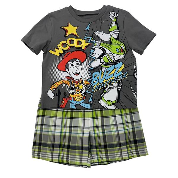 Photo of Boy's Toy Story Graphic Tee and Plaid Short Set