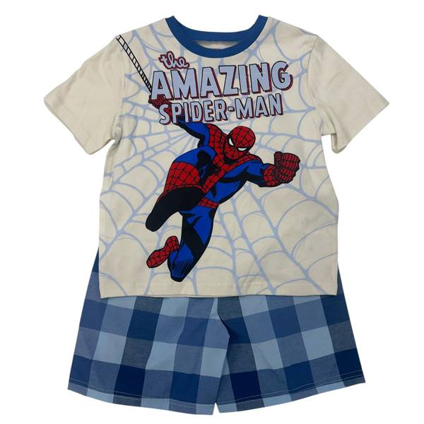 Photo of Boy's Marvel Spider-Man Graphic Tee and Plaid Short Set