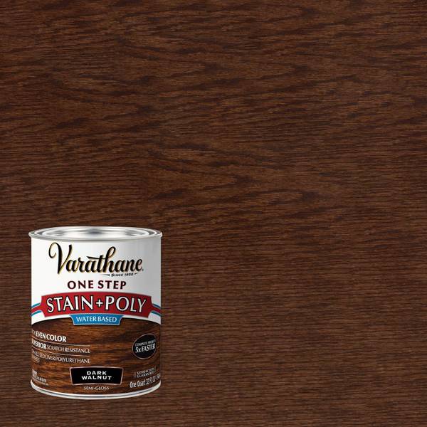 Photo of 1 Qt Water Based Dark Walnut One Step Stain and Polyurethane