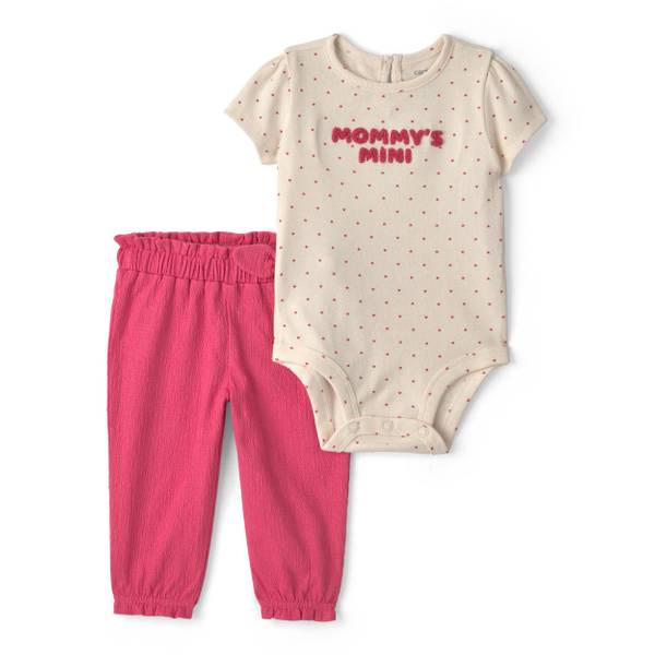Photo of Infant Girl's 2-Piece 'Mommy's Mini' Heart Bodysuit and Pant Set