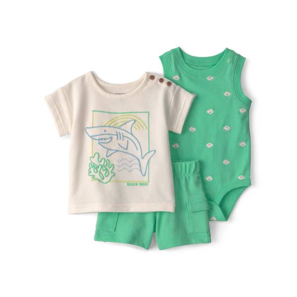 Photo of Infant Boy's 3-Piece Shark Top, Bodysuit and Short Set