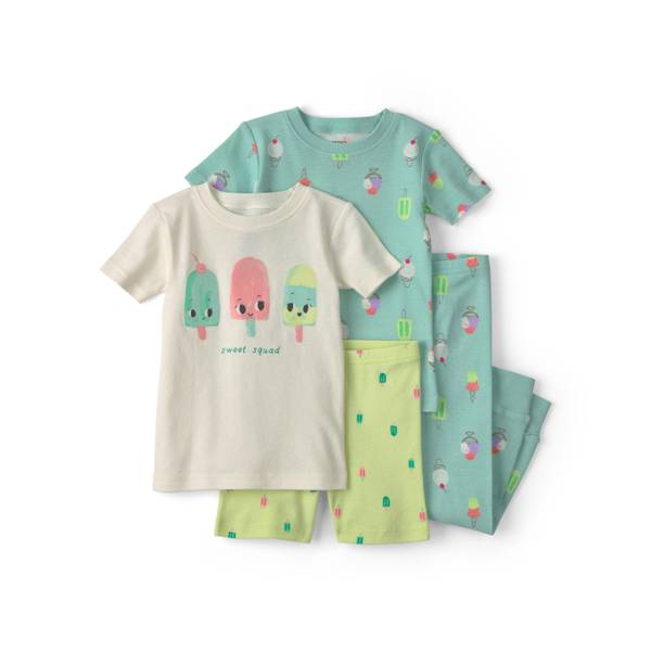 Photo of Infant Girl's Sweet Squad Popsicle 100% Cotton 4-Piece Pajama Set