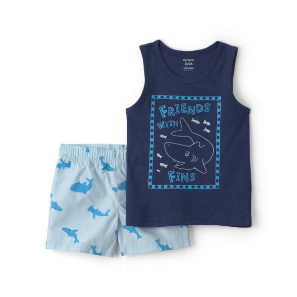 Photo of Toddler Boy's 2-Piece Shark Tank Top and Short Set