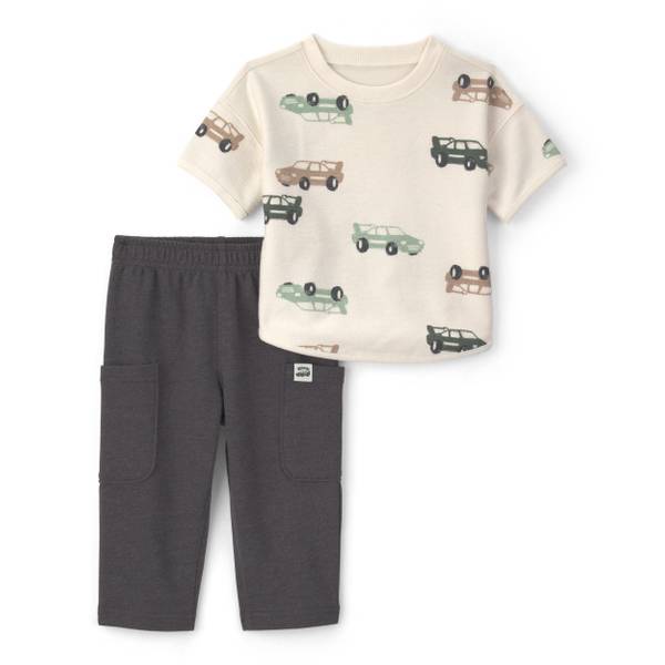 Photo of Toddler Boy's 2-Piece Car French Terry Short-Sleeve Top and Pant Set