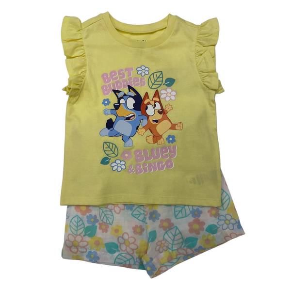 Photo of Toddler Girl's Bluey Flutter Sleeve Tee and Printed Short Set