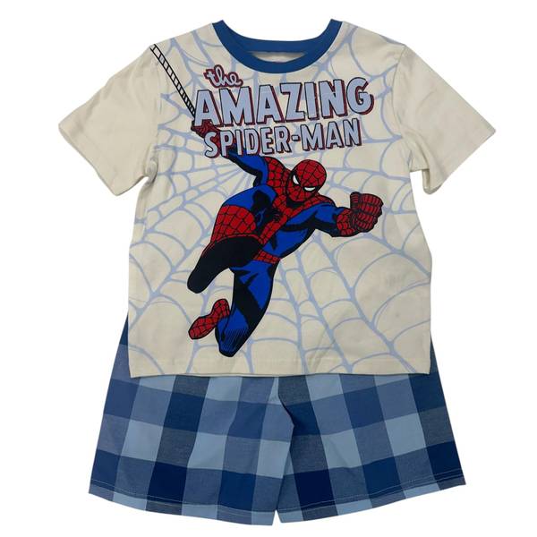 Photo of Toddler Boy's Marvel Spider-Man Graphic Tee and Plaid Short Set