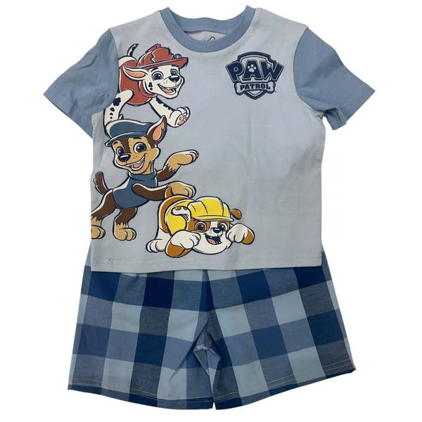 Photo of Toddler Boy's Paw Patrol Graphic Tee and Plaid Short Set