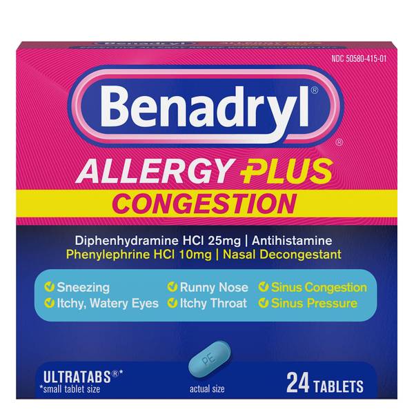 Photo of Benadryl Allergy Plus Congestion Ultratabs Tablets, 24 Count