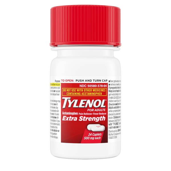Photo of Tylenol Extra Strength Caplets, Fever Reducer and Pain Reliever, 500 mg, 24 Count