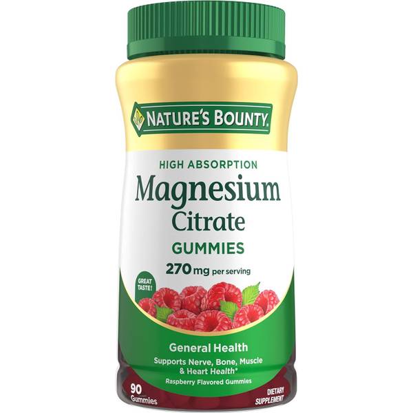 Photo of Nature's Bounty Magnesium Citrate Gummies for Adults, Supports General Health, Bone, Nerve, Muscle &