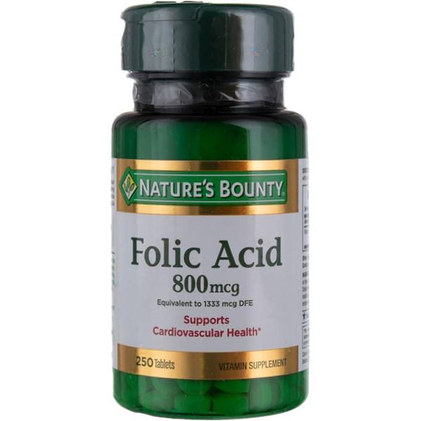 Photo of Nature's Bounty Folic Acid Supplement, Supports Cardiovascular Health, 800mcg, 250 Tablets