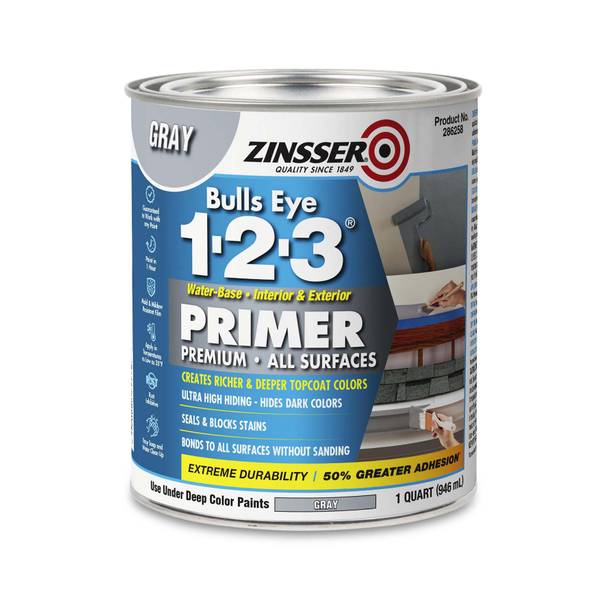 Photo of 1 Qt Bulls-Eye 1-2-3 Gray Water-Based All Surface Primer