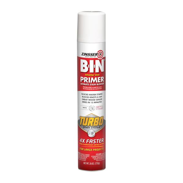 Photo of 26 oz B-I-N Turbo White Shellac-Based Primer and Sealer Spray