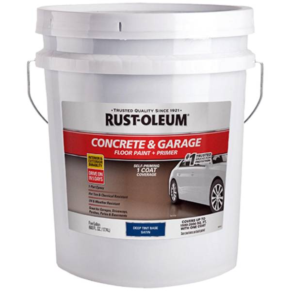 Photo of 5 Gallon Concrete & Garage 1-Part Epoxy Satin Deep Tint Base Floor Paint & Primer