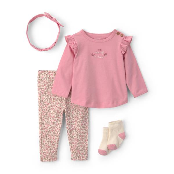 Photo of Infant Girl's 4-Piece Long-Sleeve Top and Pant Set