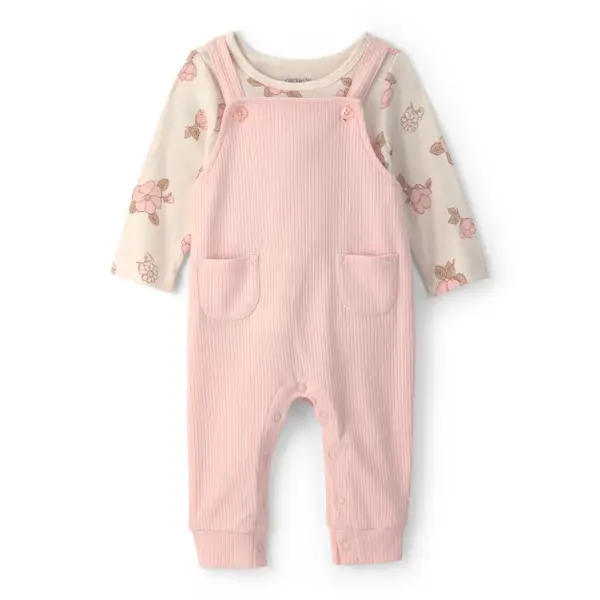 Carter's 2-Piece Floral Overall Set - Pink/Ivory - 1V546410-NB
