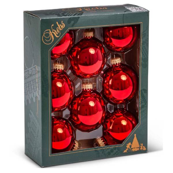 CBK70159 Christmas Red 2 .62 inch Balls with Gold Crown Caps
