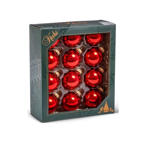 Gerson Christmas Red 2" Glass Ball Ornaments 12 pack