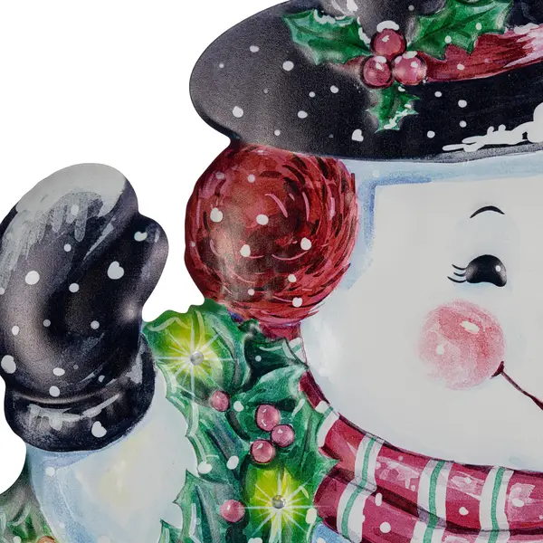 Gerson Lighted Vintage Metal Santa & Christmas Snowman with Easel