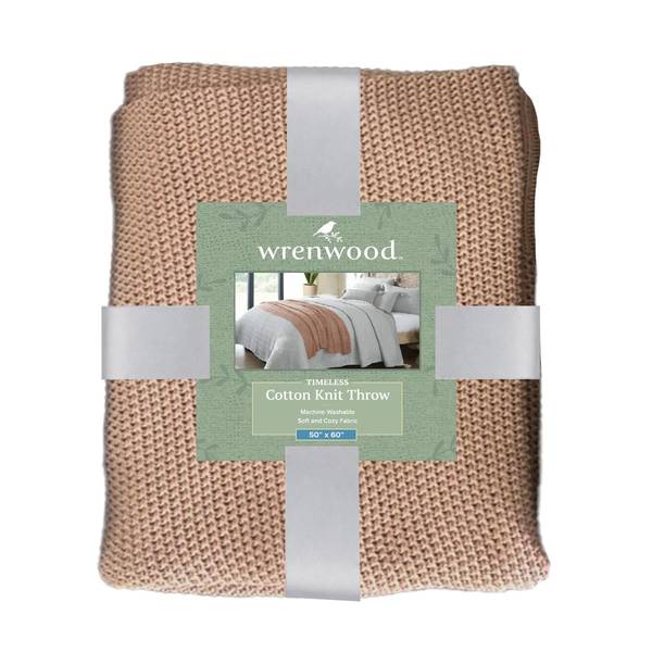 Photo of 50"x60" Cotton Knit Throw, Salmon