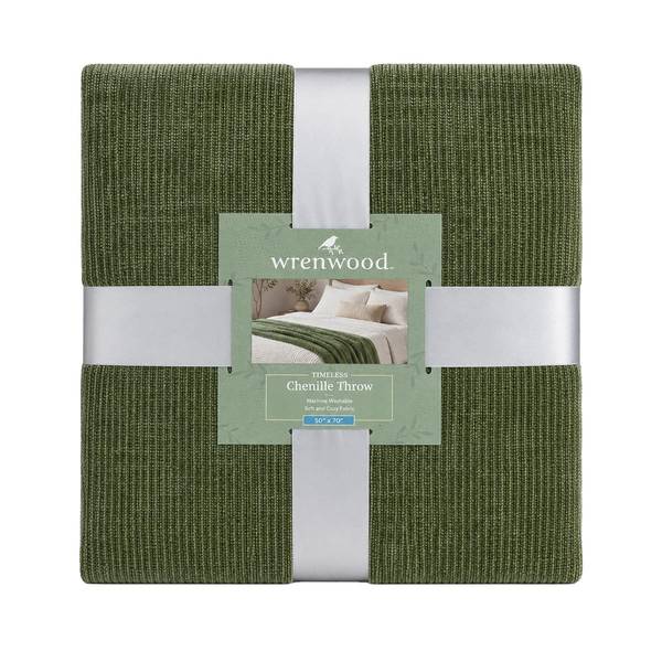 Photo of 50"x70" Chenille Throw, Olivine