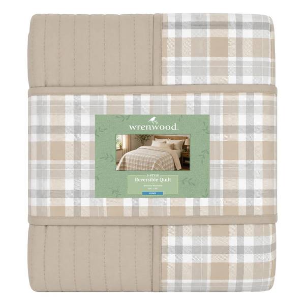 Photo of Reversible Quilt, King, Beige