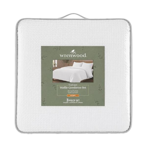 Wrenwood 3-Piece Waffle Comforter Set - Queen, White