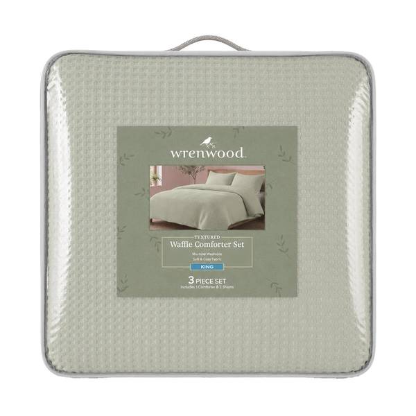 Photo of 3-Piece Waffle Comforter Set - King, Sage