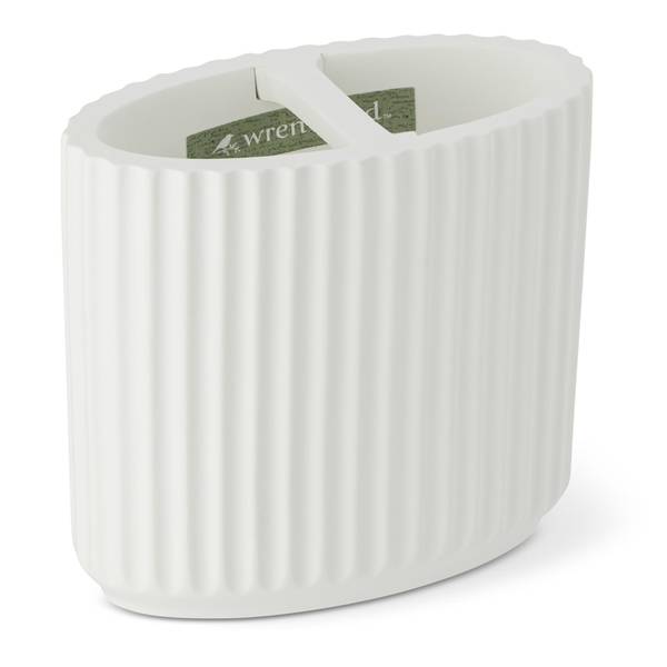 Photo of Diatomite White Ribbed Toothbrush Holder - Venice