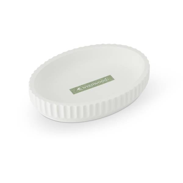 Photo of Diatomite White Ribbed Soap Dish - Venice