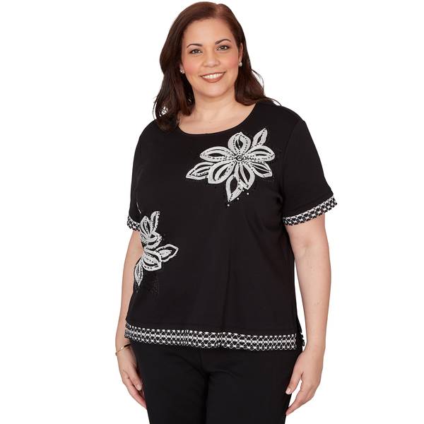 Photo of Women's Sequin Flower Lace Border Top
