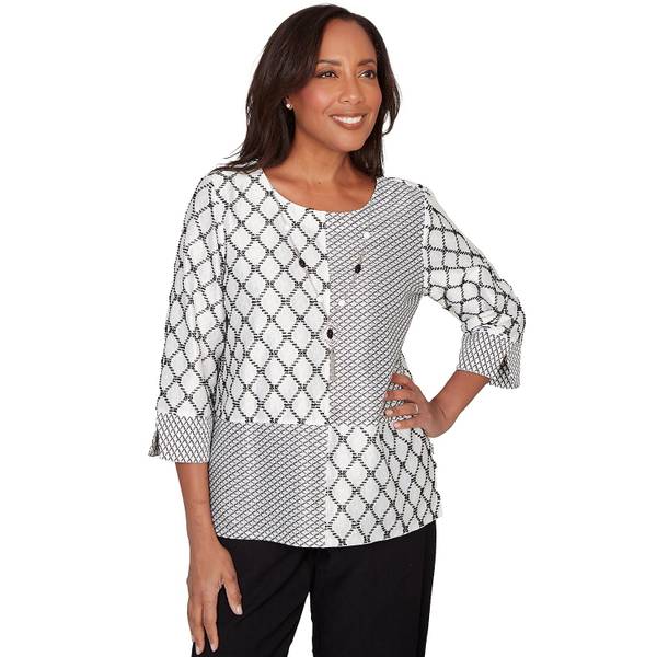 Photo of Women's Diamond Texture Spliced Knit Top
