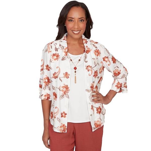 Photo of Women's Paisley Floral Two in One Woven Top