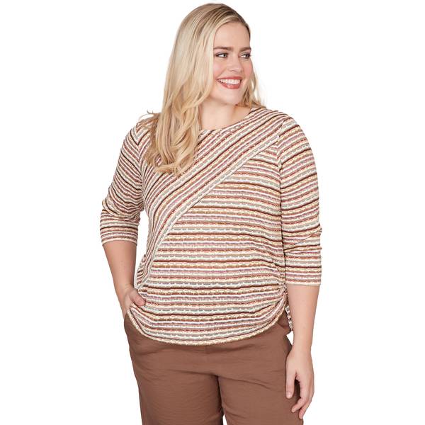 Photo of Women's Spliced Texture Stripe Knit Top