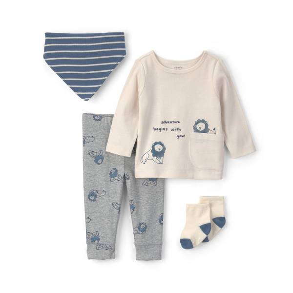 Photo of 4-Piece Long Sleeve Lion Top & Pant Set