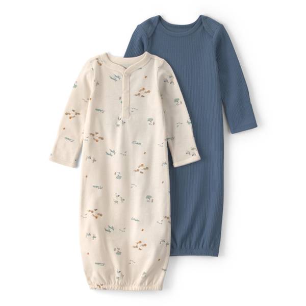 Photo of Infant Boy's 2-Pack Safari Sleeper Gowns - Blue/Ivory