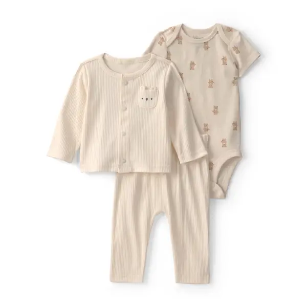 Carter's 3-Piece Bear Layering Set - Gray/Ivory - 1V828110-NB