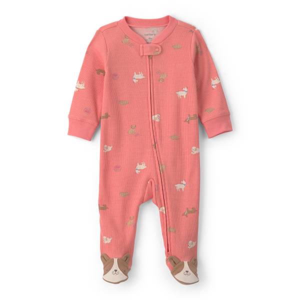 Photo of Infant Girl's Dog Foot Art Snug Fit Sleep & Play Pajamas - Pink