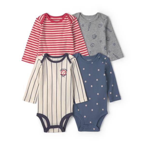 Photo of 4-Pack Baseball Long-Sleeve Bodysuits